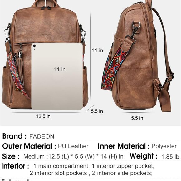 Leather Backpack Purse for Women Designer Travel Backpack Purses PU Fashion Ladi - Picture 3 of 9